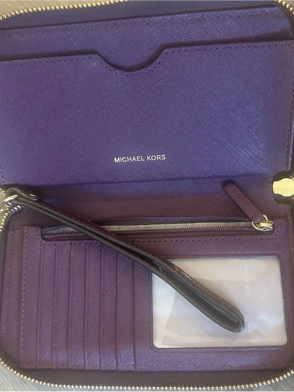 Michael Kors Plum Leather Satchel with Matching Wallet/Wristlet